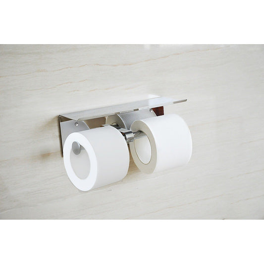 Stainless Steel Double Toilet Paper Holder Towel Roll Tissue Rack