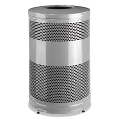 Rubbermaid® Commercial Classics Open Top Waste Receptacle, 51 gal, Steel, Stardust Silver Metallic w/Black Lid