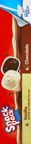 Snack Pack Chocolate and Vanilla Flavored Pudding Cups Family Pack, 12 Count Pudding Cups (1 Pack)