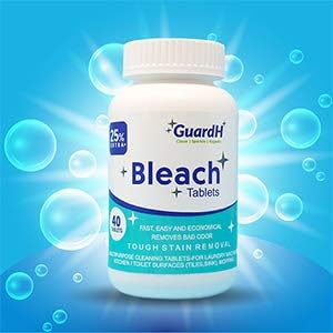 Bleach Tablets - 40 count. Bleach for laundry and multipurpose cleaning. Liquid bleach Alternative. Used for kitchen surfaces, bathroom tiles and toilet bowl cleaning.