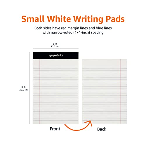 Amazon Basics Narrow Ruled 5 x 8-Inch Lined Writing Note Pads, 6 Count (50 Sheet Pads), Multicolor