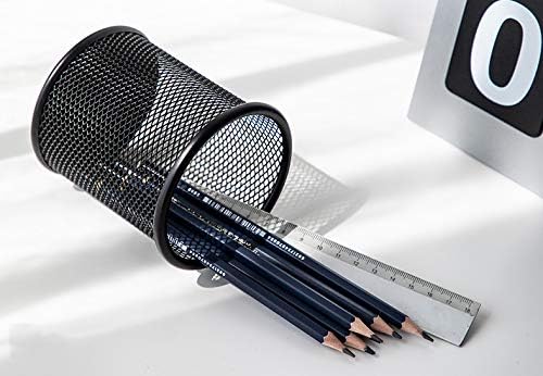 Black Pen Holder Cup for Desk, Black Wire Mesh Pencil Cup Holder for Desk Office Pen Organizer