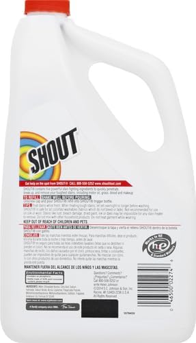 Shout Active Enzyme Laundry Stain Remover Spray, Triple-Acting Formula Clings, Penetrates, and Lifts 100+ Types of Everyday Stains - Prewash Refill 60oz