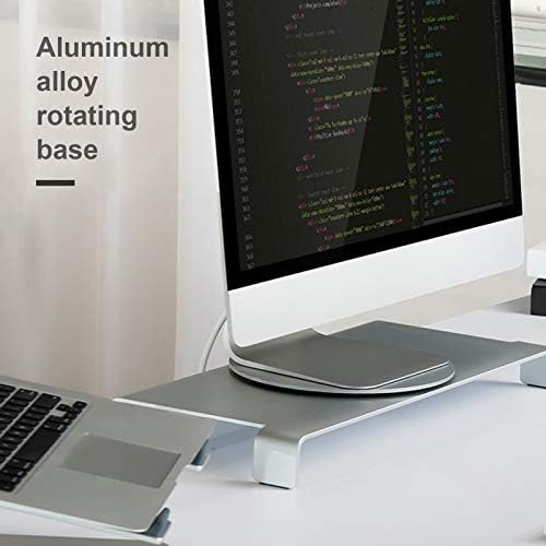 Silver Aluminum Alloy Computer Screen Monitor Turntable StandRotating Swivel Base, 360° Rotation Monitor Swivel Base for iMac Disply Rotating Mount Office Supplies