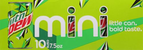 Mountain Dew Soda, Mini Cans, 7.5 Fl Oz (Two packs of 10)