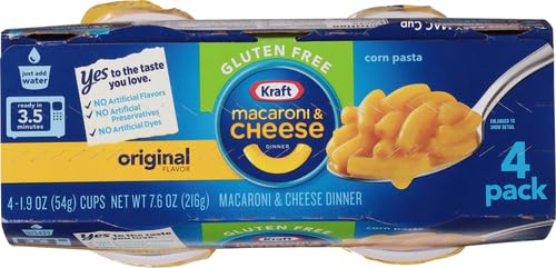 Kraft Gluten Free Original Mac & Cheese Macaroni and Cheese Dinner, 4 ct Pack, 1.9 oz Cups