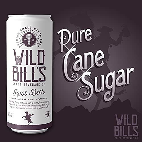 Wild Bill's Root Beer and Vanilla Cream Soda Bundle, Classic Craft Soda Pop Soft Drinks, Sodas Made with Pure Cane Sugar, Caffeine Free, NO High Fructose Corn Syrup, Gluten Free, Vegan, 12 Oz 24 Pack