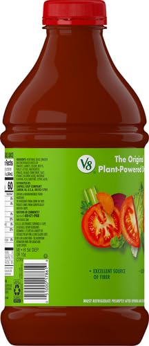 V8 High Fiber 100% Vegetable Juice, 46 fl oz Bottle (Pack of 2)