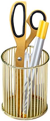 Gold Metal Pen Holder for Desk, Makeup Brushes Cup, Pencil Holders, Office&Home Organizer