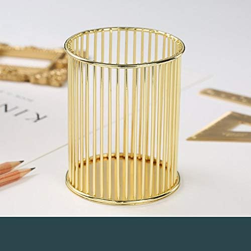 Gold Metal Pen Holder for Desk, Makeup Brushes Cup, Pencil Holders, Office&Home Organizer