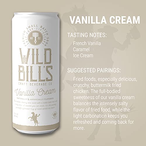 Wild Bill's Root Beer and Vanilla Cream Soda Bundle, Classic Craft Soda Pop Soft Drinks, Sodas Made with Pure Cane Sugar, Caffeine Free, NO High Fructose Corn Syrup, Gluten Free, Vegan, 12 Oz 24 Pack