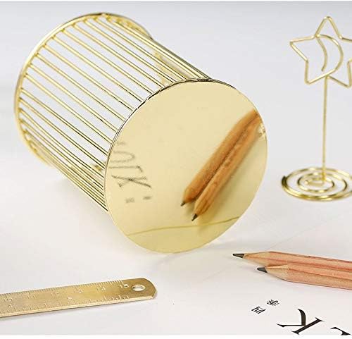 Gold Metal Pen Holder for Desk, Makeup Brushes Cup, Pencil Holders, Office&Home Organizer