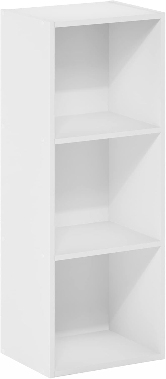 Furinno Pasir 3-Tier No Tool Assembly Open Shelf Bookcase, White