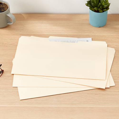 Amazon Basics 1/3-Cut Tab, Assorted Positions File Folders, Letter Size, Manila - Pack of 100