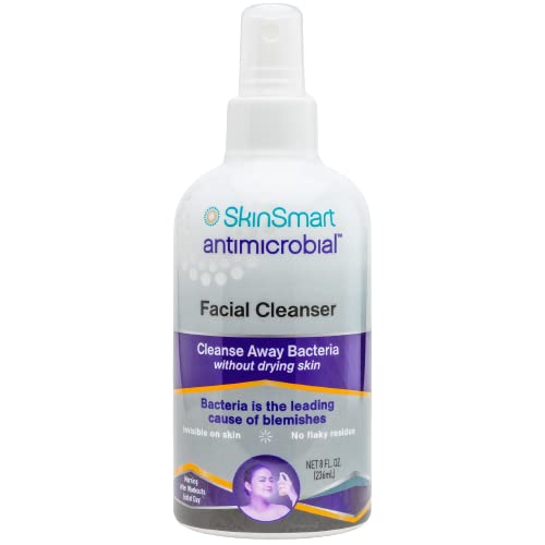 SkinSmart Facial Cleanser for Acne, Targets Bacteria for Active Teenage Athletes Post Workout and Adult Acne, 8 oz Spray Bottle, Safe for Multiple Daily Uses