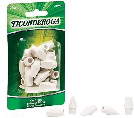 Dixon Ticonderoga DIX38025 Wedge Cap Erasers for Grade K-12, White - 25 Count25