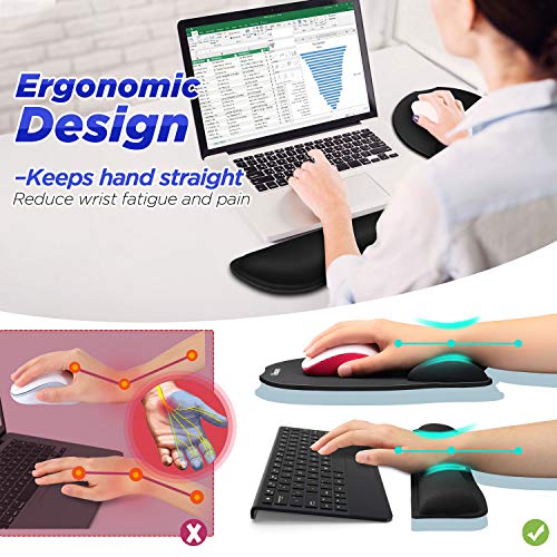 Gimars Ergonomic Mouse Pad Wrist Support, Upgrade Enlarge Superfine Fibre Soft Smooth Keyboard Wrist Rest, Comfortable Memory Foam Wrist Rest for Pain Relief, Computer, Gaming, Office,Dark Green