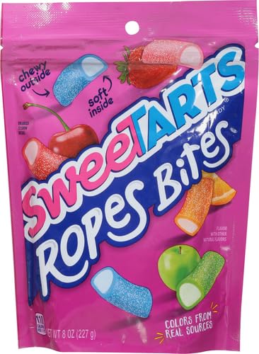 SweeTARTS Rope Bites Candy, Mixed Fruit, 8 Ounce Resealable Bag