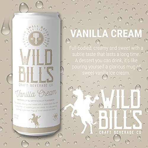 Wild Bill's Root Beer and Vanilla Cream Soda Bundle, Classic Craft Soda Pop Soft Drinks, Sodas Made with Pure Cane Sugar, Caffeine Free, NO High Fructose Corn Syrup, Gluten Free, Vegan, 12 Oz 24 Pack