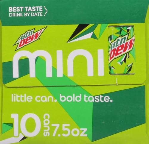 Mountain Dew Soda, Mini Cans, 7.5 Fl Oz (Two packs of 10)