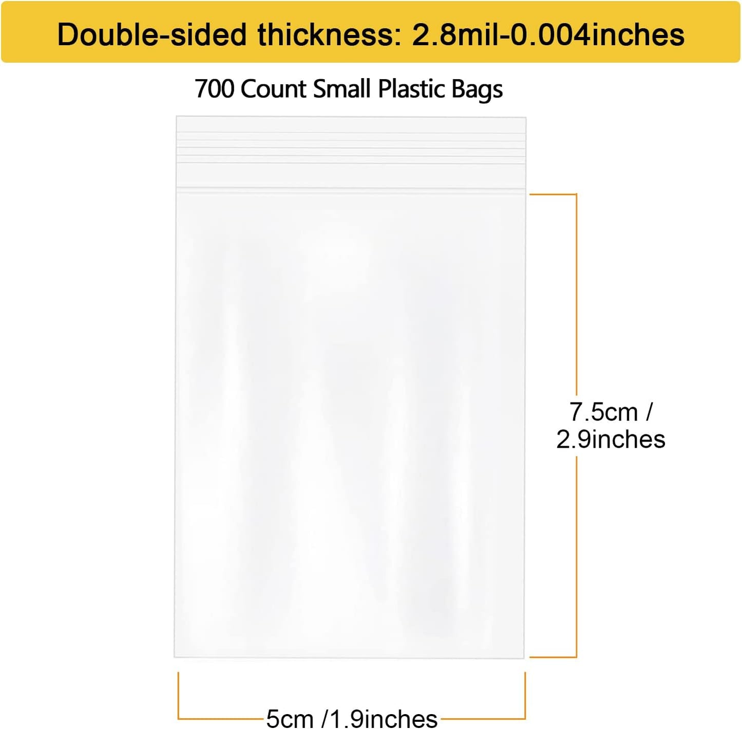 700 Count 2x3 Inch Small Plastic Bags, 1.4 Mil Resealable Ziplock Baggies Clear Bags for Packaging, Jewelry, Bead, Screws, Pill