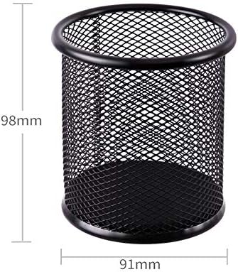 Black Pen Holder Cup for Desk, Black Wire Mesh Pencil Cup Holder for Desk Office Pen Organizer