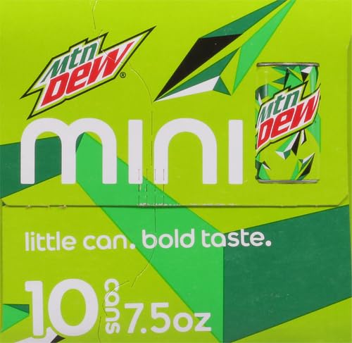 Mountain Dew Soda, Mini Cans, 7.5 Fl Oz (Two packs of 10)