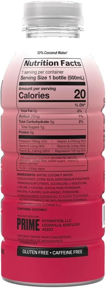 Prime Hydration Cherry Freeze | Sports Drinks | Electrolyte Enhanced for Ultimate Hydration | 250mg BCAAs | 1g Of Sugar | 16.9 Fluid Ounce