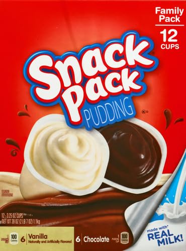 Snack Pack Chocolate and Vanilla Flavored Pudding Cups Family Pack, 12 Count Pudding Cups (1 Pack)