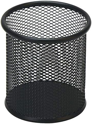 Black Pen Holder Cup for Desk, Black Wire Mesh Pencil Cup Holder for Desk Office Pen Organizer