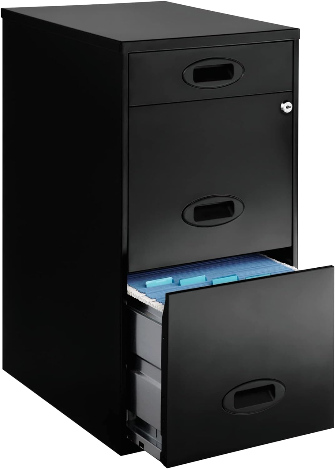 Realspace® SOHO 18" D 3-Drawer Organizer Vertical File Cabinet, Black