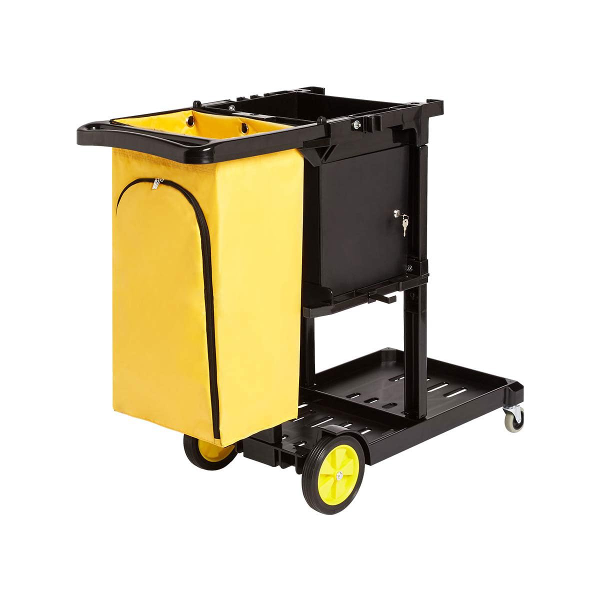 Amazon Basics Janitorial Cart with Key-Locking Cabinet, heavy duty, Black (Previously AmazonCommercial brand)