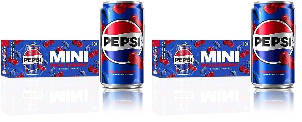 Pepsi Wild Cherry Soda Mini Cans, 7.5 Ounce Mini Cans (Two packs of 10) (Packaging May Vary)