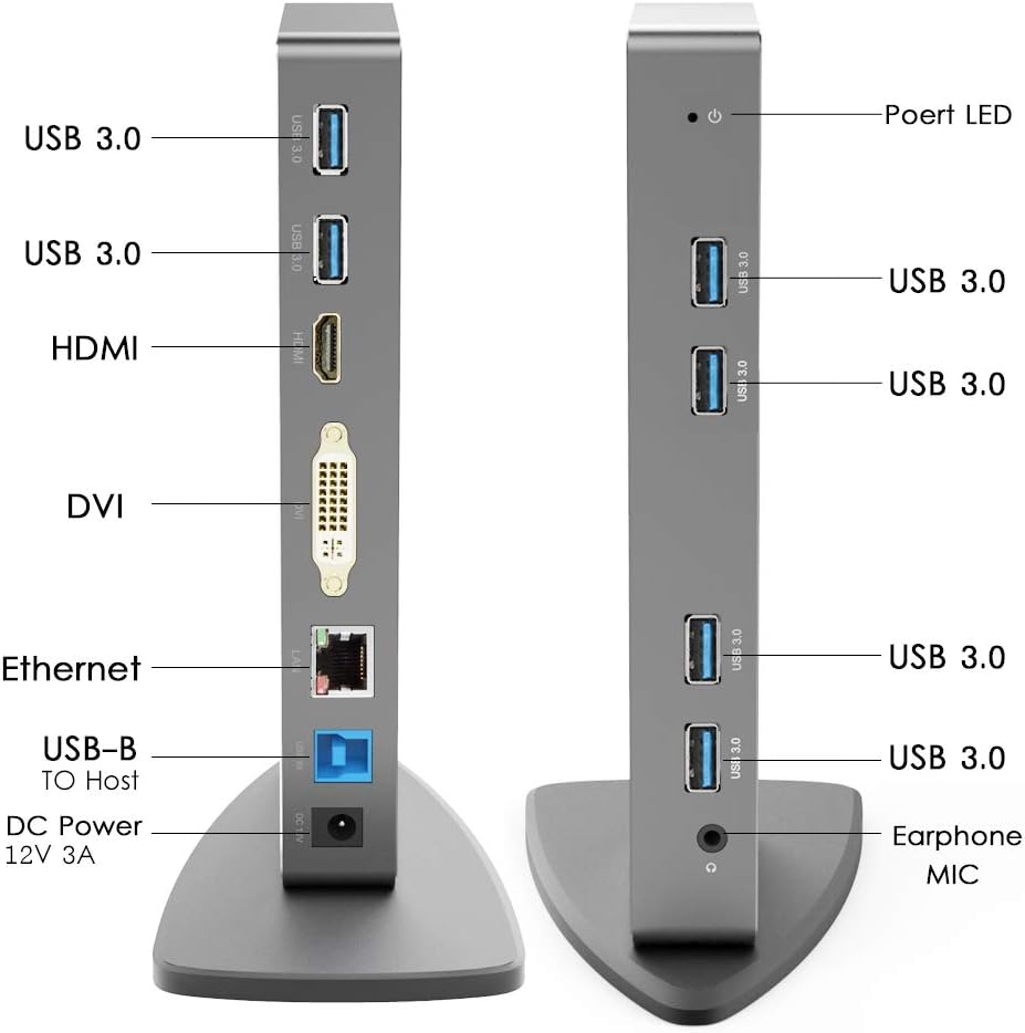 WAVLINK USB 3.0 and USB C Universal Laptop Docking Station Dual Video Monitor Display HDMI, DVI & VGA, 6 USB 3.0 Ports, Gigabit Ethernet, Audio, Support Windows,MacOS 10.14 Later, Ubuntu 20.04,22.04