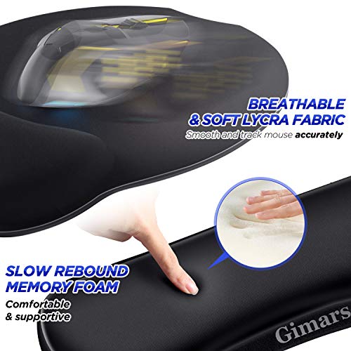 Gimars Ergonomic Mouse Pad Wrist Support, Upgrade Enlarge Superfine Fibre Soft Smooth Keyboard Wrist Rest, Comfortable Memory Foam Wrist Rest for Pain Relief, Computer, Gaming, Office,Dark Green