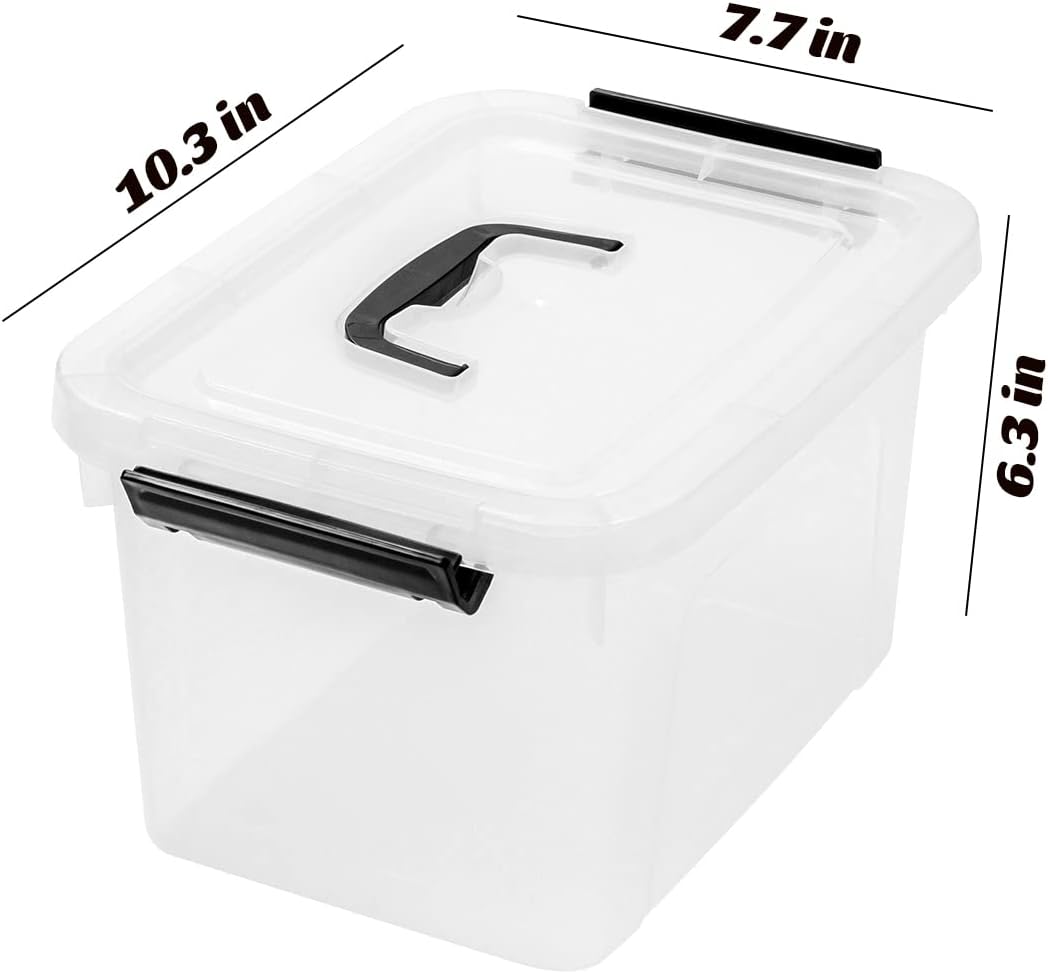 6 Quart Clear Storage Latch Box/Bins, 6-Pack Plastic Container with Latches and Lid