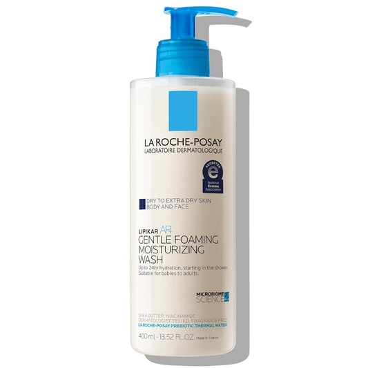 La Roche-Posay Lipikar AP+ Gentle Foaming Moisturizing Wash | Shea Butter + Niacinamide + Glycerin | Moisturizing Body Wash & Face Wash For Dry Skin | National Eczema Association Accepted | Soap Free