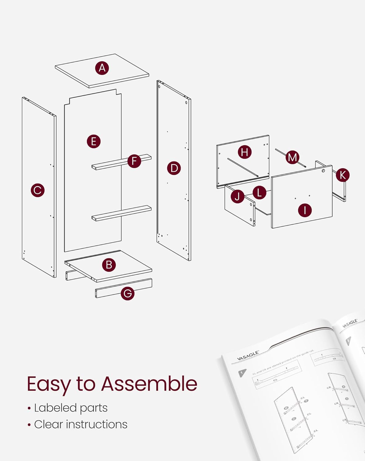 VASAGLE 3 Drawer File Cabinet, File Cabinet with Lock, Printer Stand, Office Filing Cabinet Organizer, for A4 and Letter Size Files, Cloud White UOFC055W14