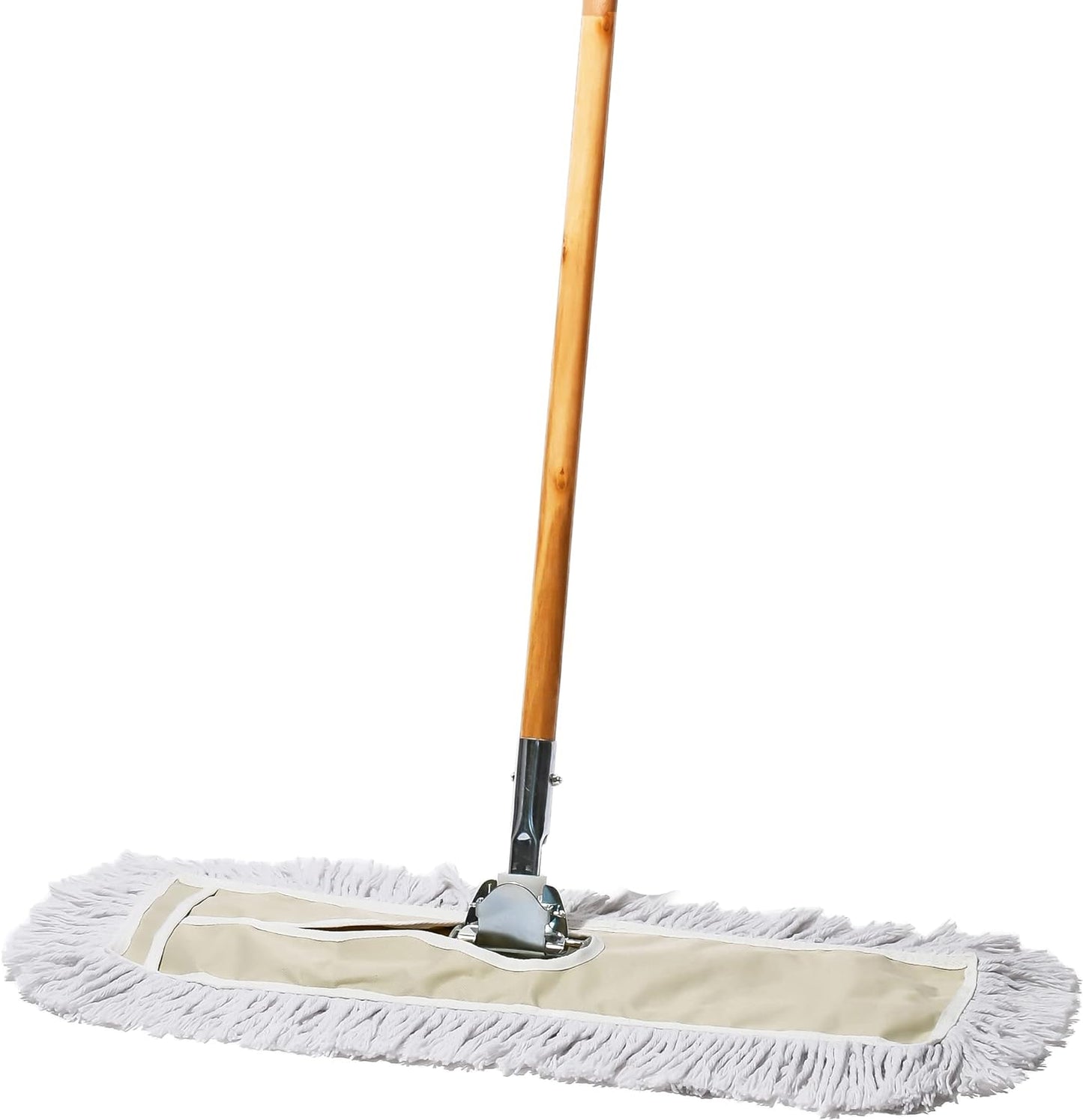 Commercial Dust Mop & Floor Sweeper, 24 in. Dust Mop for Hardwood Floors, Cotton Reusable Dust Mop Head, Wooden Broom Handle, Industrial Dry Mop for Floor Cleaning & Janitorial Supplies…