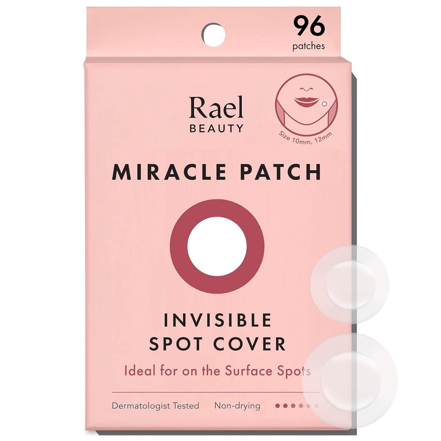 Rael Pimple Patches, Miracle Invisible Spot Cover - Hydrocolloid Acne Patch for Face, Blemishes, Zits Absorbing Patch, Breakouts Spot Treatment for Skin Care, Facial Sticker, 2 Sizes (96 Count)