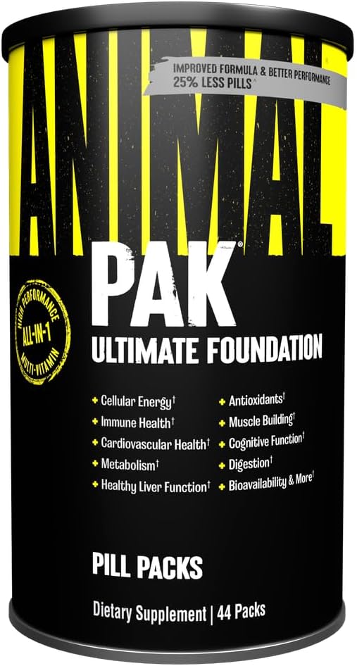 Animal Pak - Convenient All-in-One Vitamin & Supplement Pack - Zinc, Vitamins C, B, D, Amino Acids and More - Sports Nutrition Performance Mulitvitamin for Women & Men - Updated Version - 44 Count