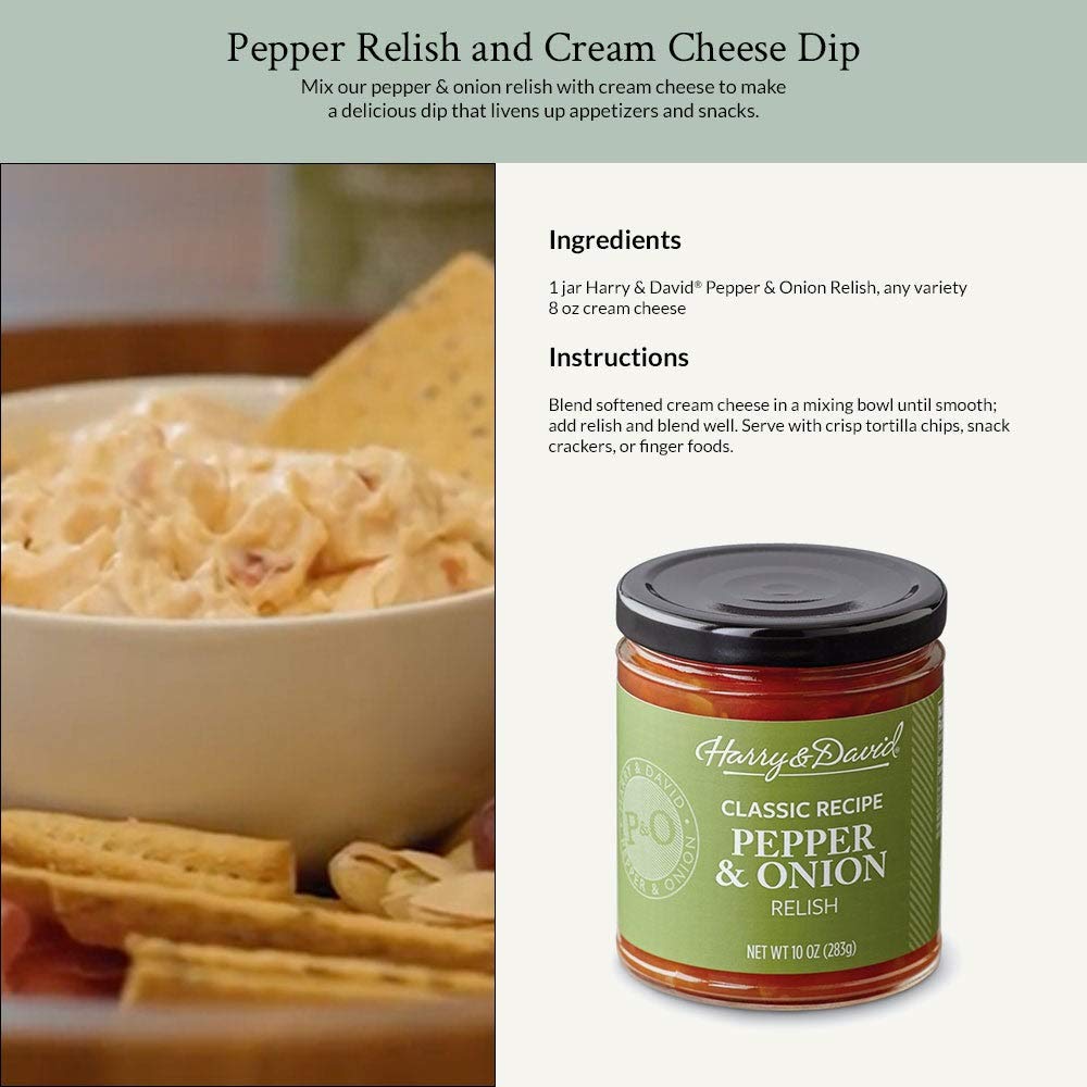 Harry & David Classic Recipe Pepper & Onion Relish (10 Ounces), Hot Dog Topping, Hamburger Relish, Condiment Staple