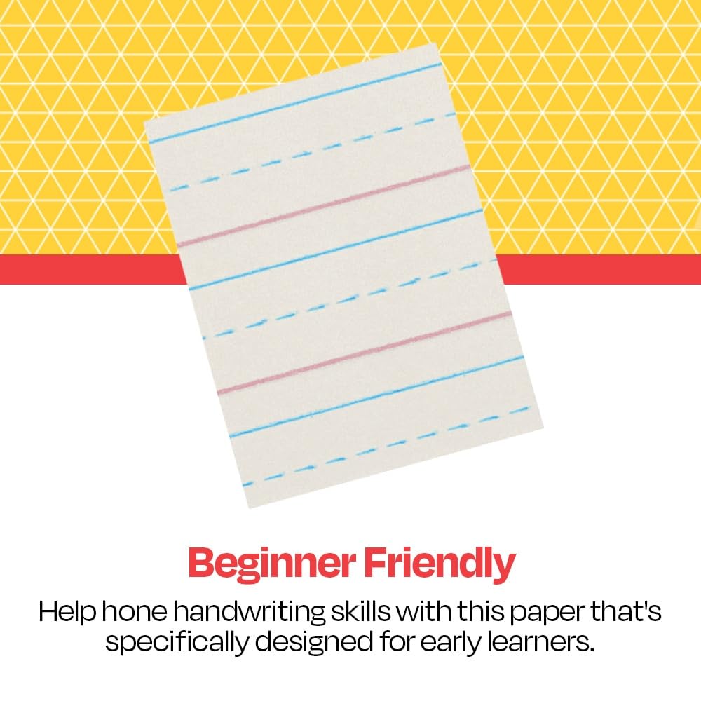 School Smart Zaner-Bloser Paper, 1/2 Inch Ruled, 8 x 10-1/2 Inches, 500 Sheets White