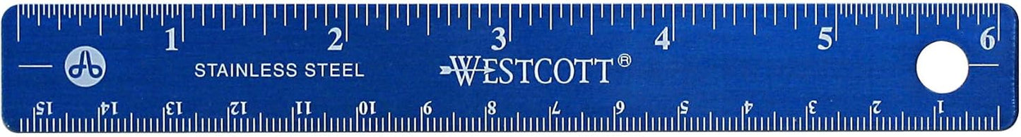 Westcott Stainless Steel Office Ruler with Non Slip Cork Base, 6-Inch (10414)