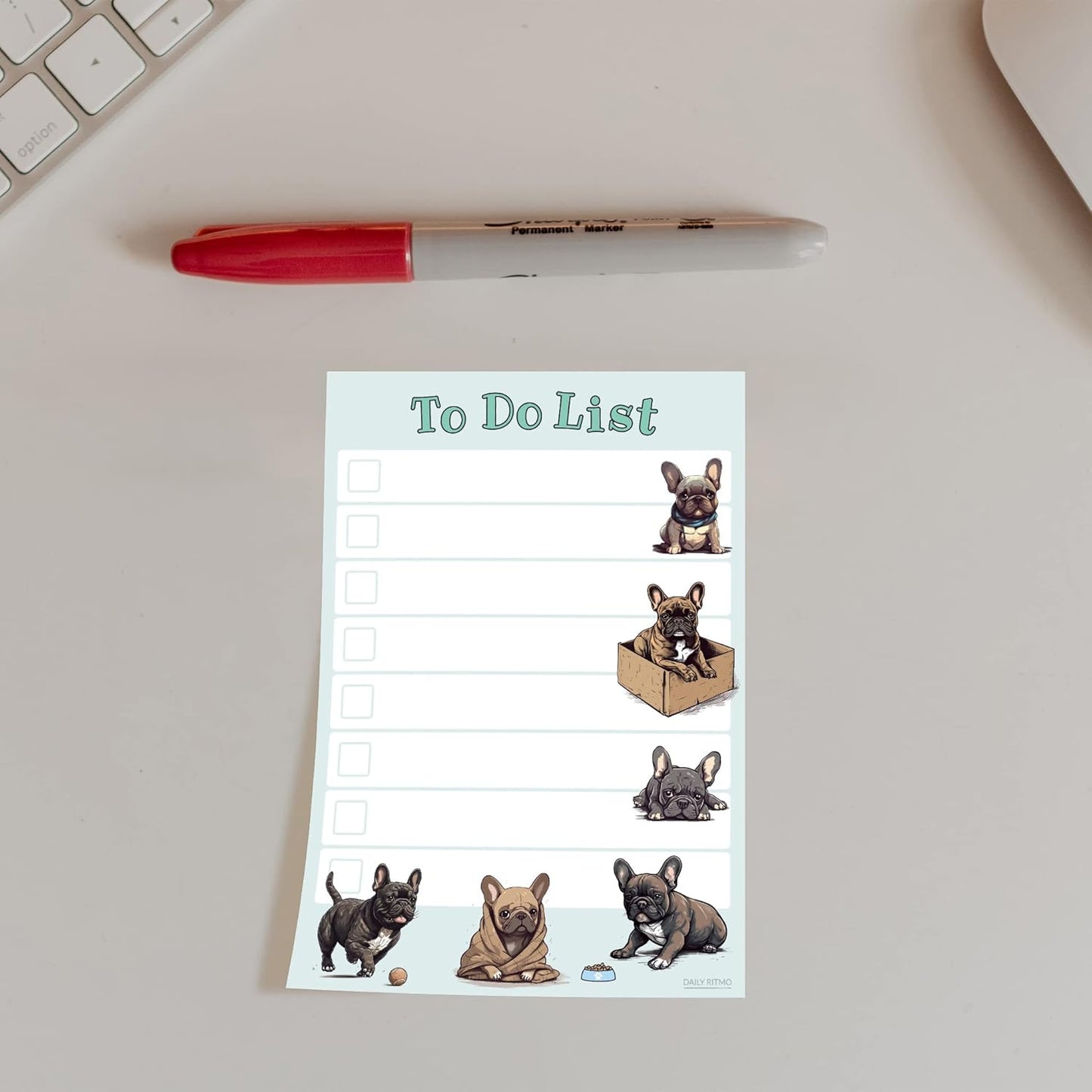 French Bulldog Puppies Sticky to Do List Notepad - Kawaii Dog Sticky Notes Stationary School Supplies for Frenchie Mom | French Bulldog Gifts for Frenchie Lovers | 4" x 6" 50 Pages