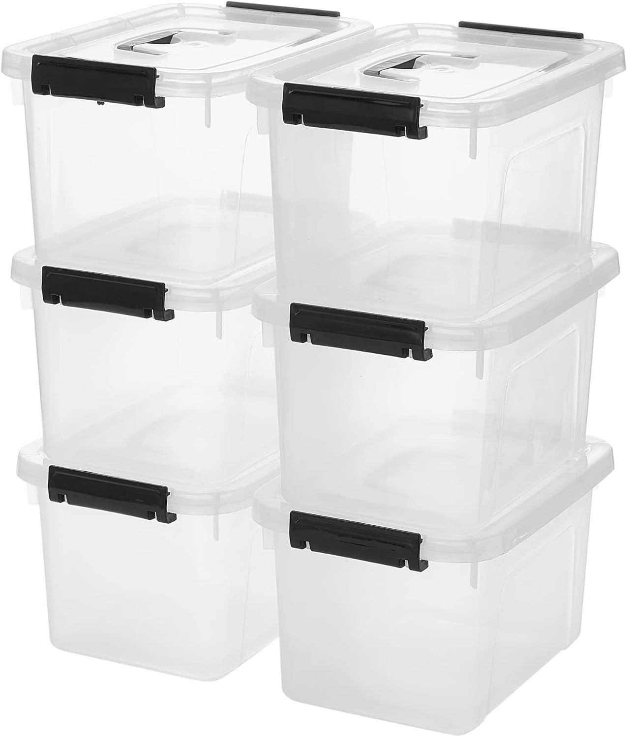 6 Quart Clear Storage Latch Box/Bins, 6-Pack Plastic Container with Latches and Lid