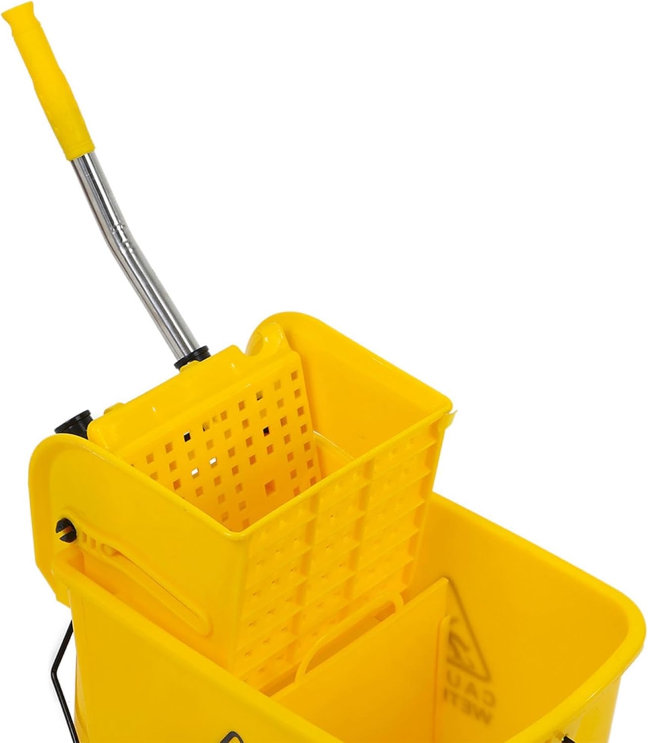 Mop Bucket & Side Wringer Combo, Heavy Duty & Commercial Janitorial Cart Spring Wringer on Wheels for Home & Industrial Cleaning Commercial Mop Bucket for Business, Durable, Yellow