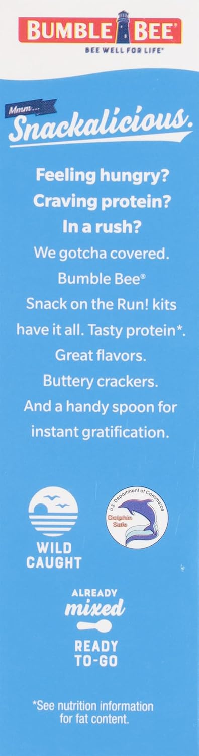 Bumble Bee Snack On The Run Tuna Salad with Crackers Kit, 3.5 oz (Pack of 12) - Ready to Eat, Spoon Included - Wild Caught Tuna - Shelf Stable & Convenient Protein Snack