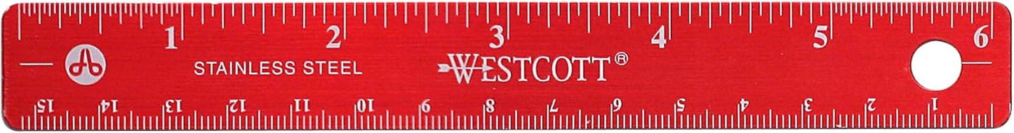 Westcott Stainless Steel Office Ruler with Non Slip Cork Base, 6-Inch (10414)