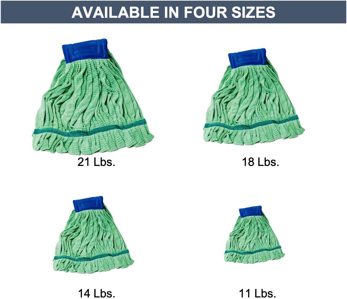 Arkwright Microfiber Tube Mop Head Replacement - Heavy Duty, Lint Free, Super Absorbent & Bleach-Safe, Janitorial Essential for Commercial & Industrial Floor Cleaning, 14 oz, Green